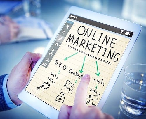 user performing marketing on iPad
